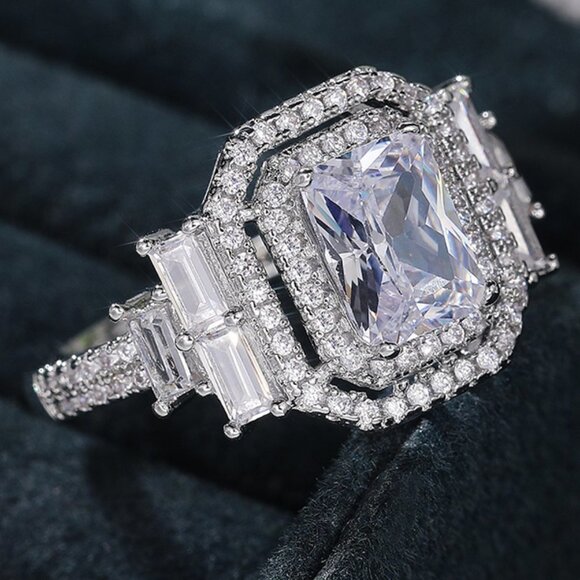 ▶Radiant Shiny Cubic Zircon Wonderful Wedding Rings for Women/Girls L068